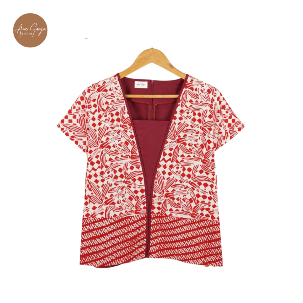 Lucy Batik Top Annesurya 10021225/Atasan/Blus Batik Kombinasi katun polos