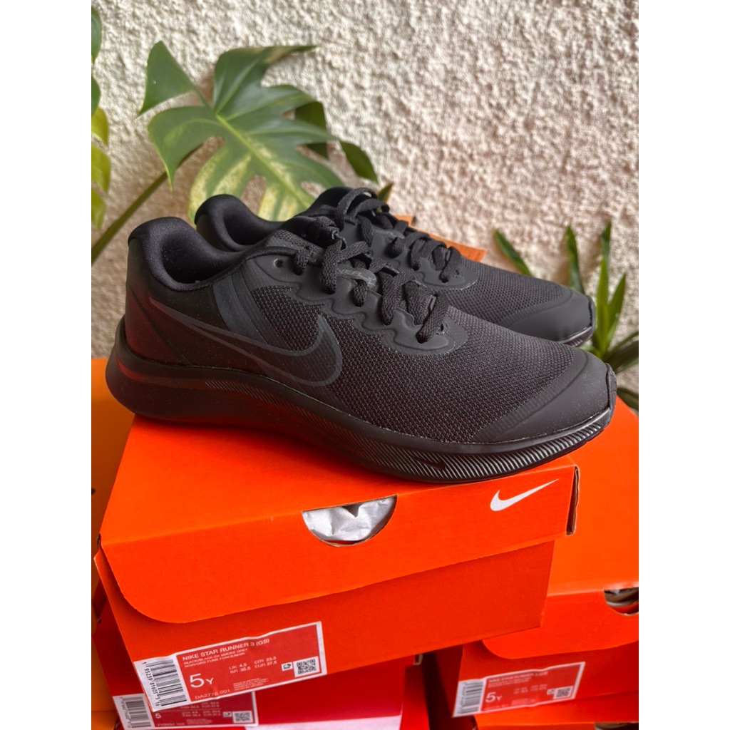 Sepatu Anak Sekolah Kids Star Runner 3 (GS) Black DA2776 001 Original 100%