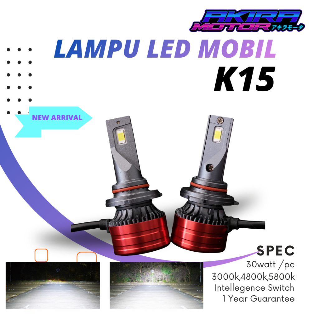 Lampu LED Mobil K15 White H4 H7 H11 HB3 HB4 Lampu Utama Lampu Kabut