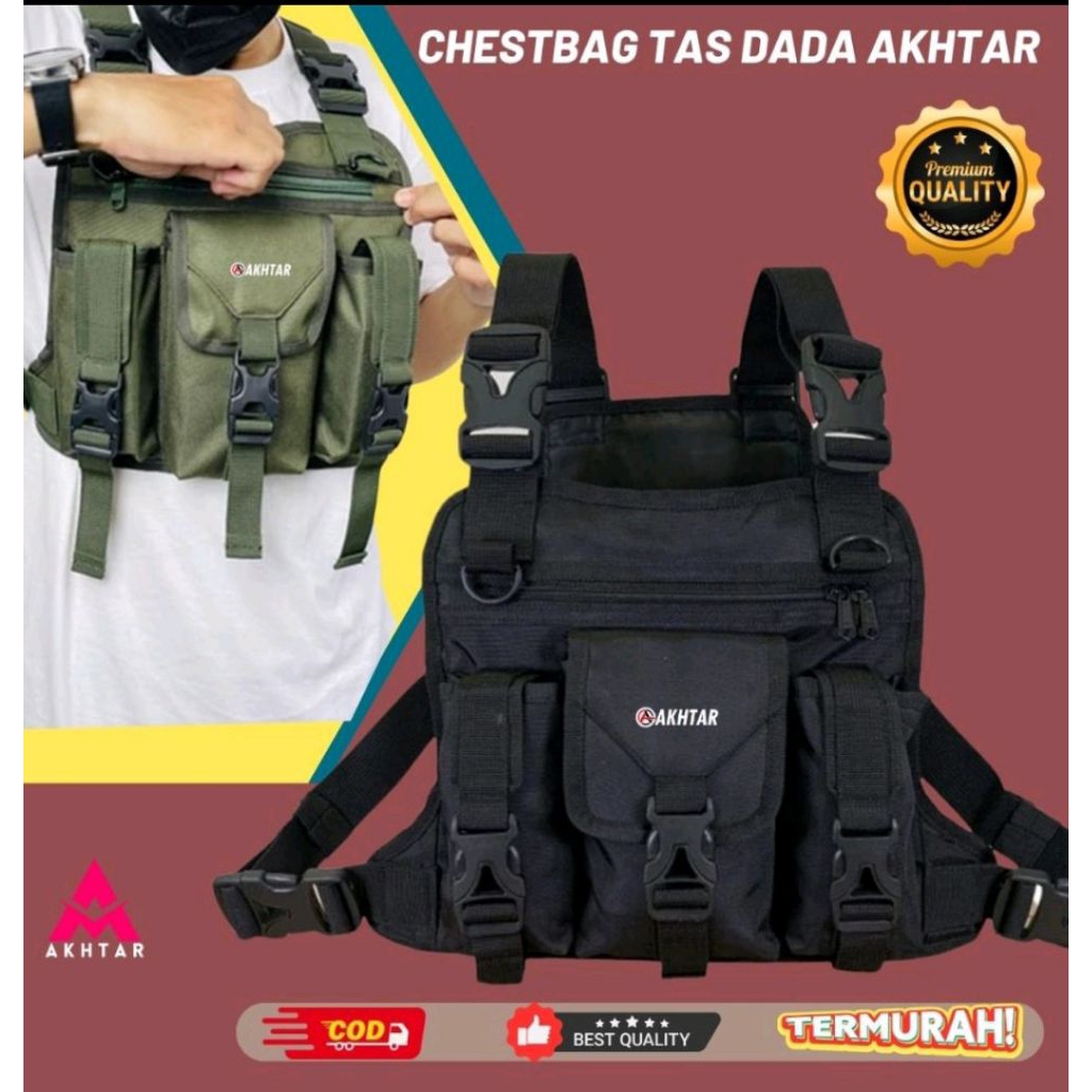 AKHTAR chest bag/ Tas dada tactical army rompi pria