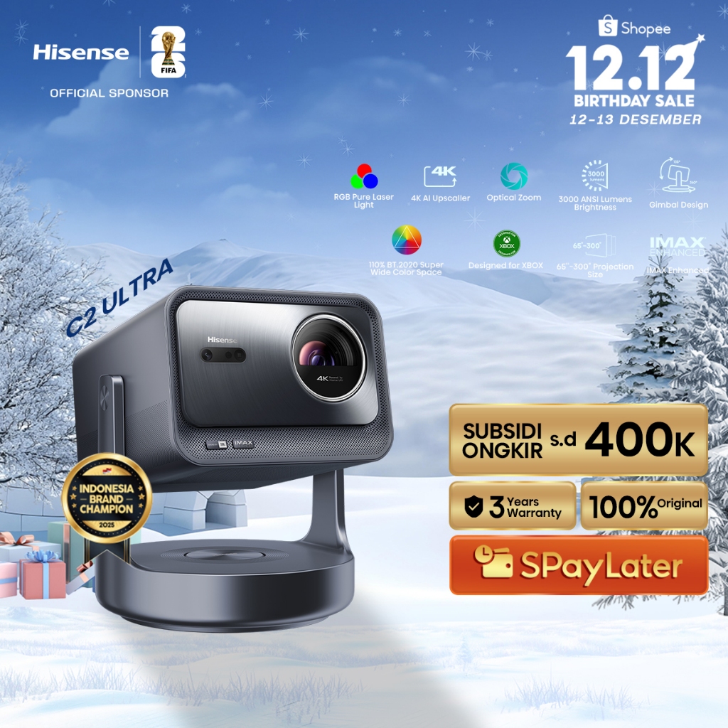 Hisense TV C2-ULTRA Trichromal Proyektor Max 300 inch IMAX Enhanced RGB Pure Laser Light Optical Zoo