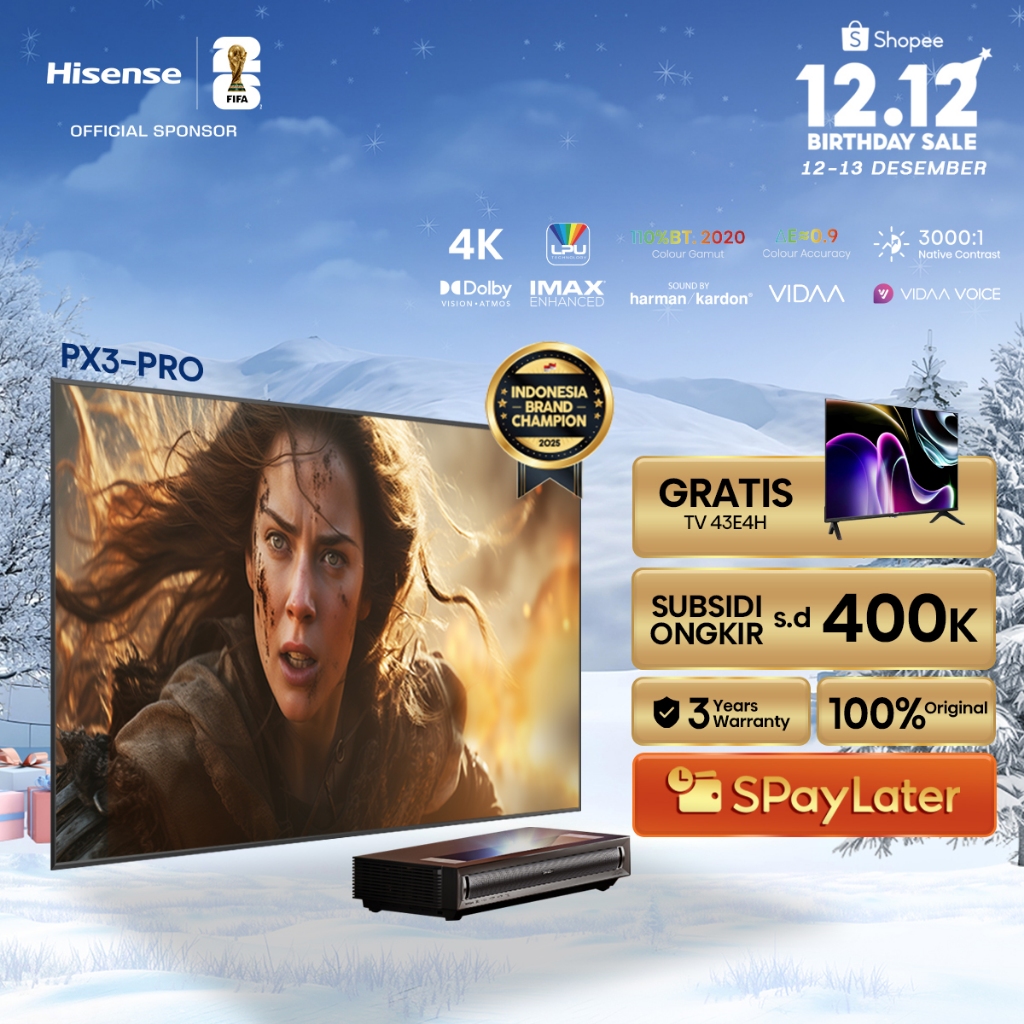 (BELI TV GRATIS TV) Hisense TV PX3-PRO Vidaa Laser TV 120 inch LPU Laser Engine Ultra Short Throw Te