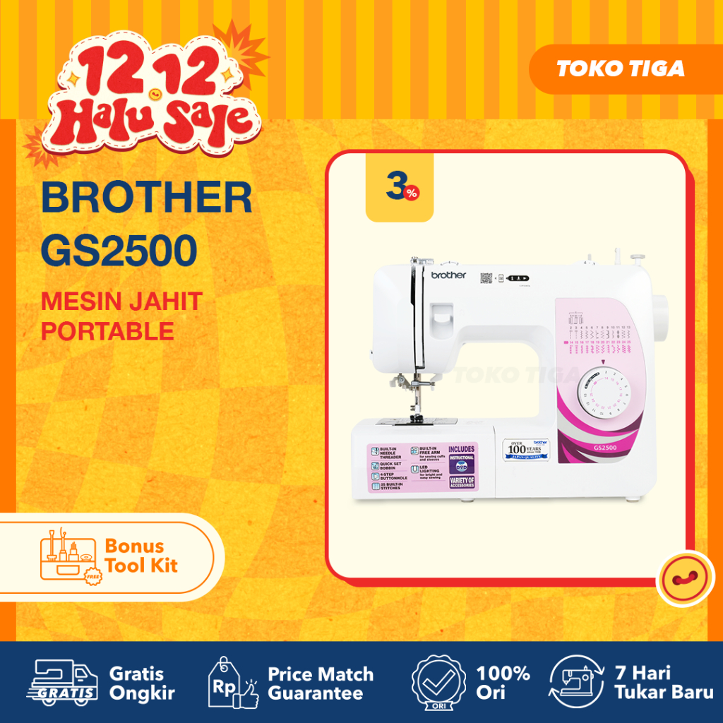 Mesin Jahit BROTHER GS2500 / GS 2500 Portable Multifungsi