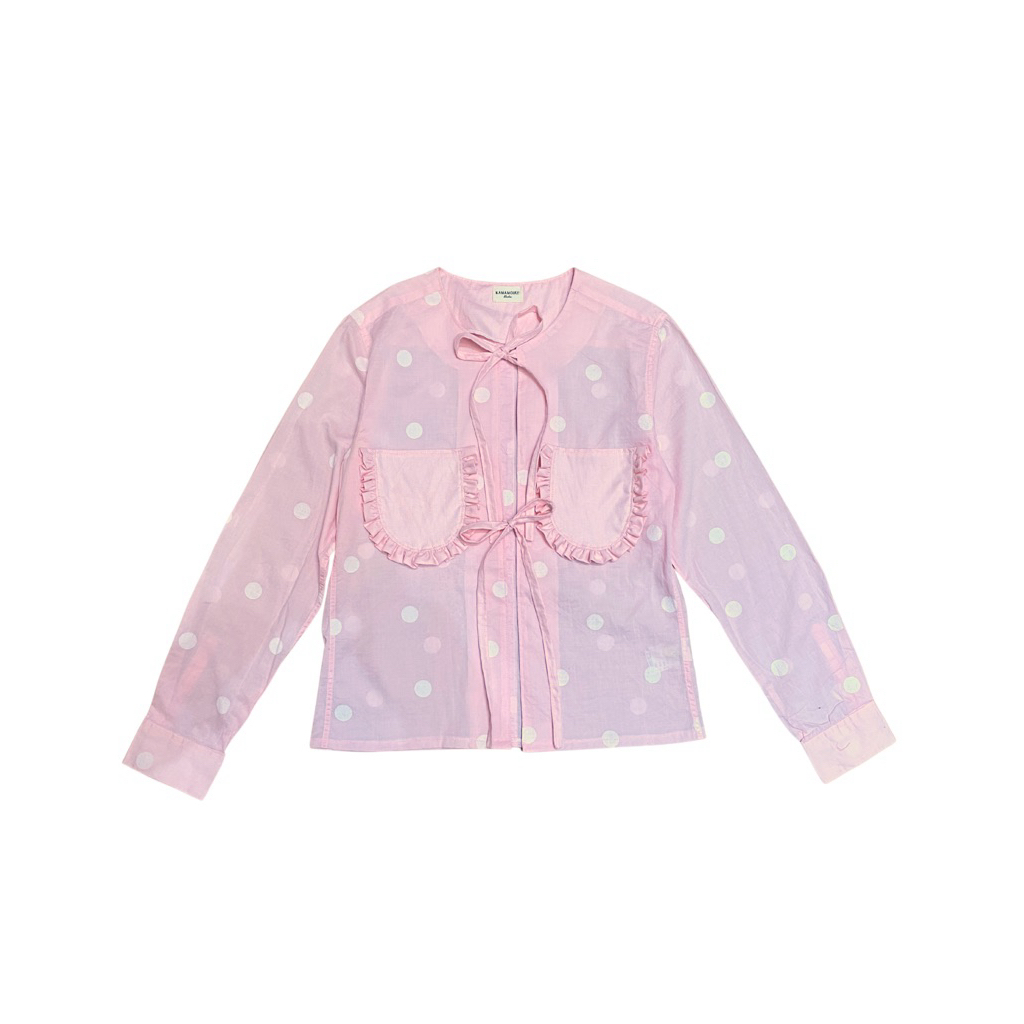 Reworked Baby Pink Polka | Atasan Kemeja Wanita | Atasan Baby Pink | Kemeja Wanita