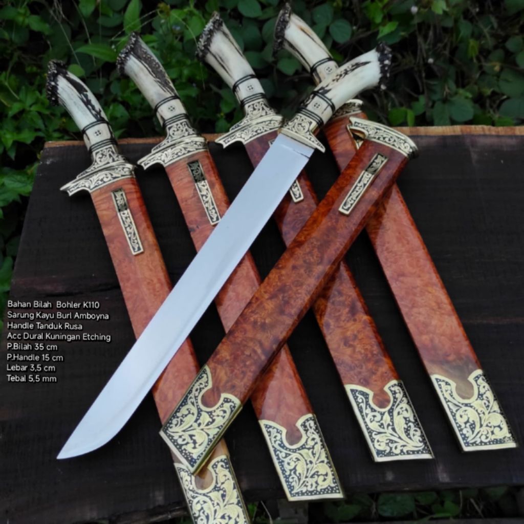 PISAU SEMBELIH KAMBING SAPI BAJA BOHLER K110 BURL AMBOYNA PREMIUM