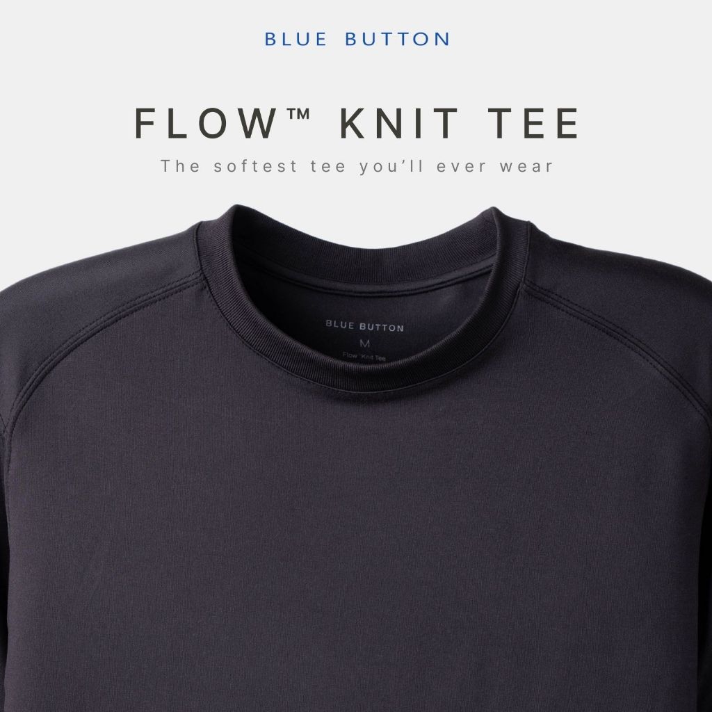 BlueButton Flow Knit Tee™ T-Shirt Premium Cotton Kaos Hitam Polos
