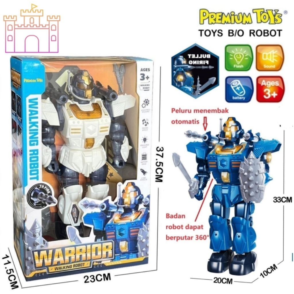 Mainan robot baterai ukuran besar dapat berjalan menembak dan berputar