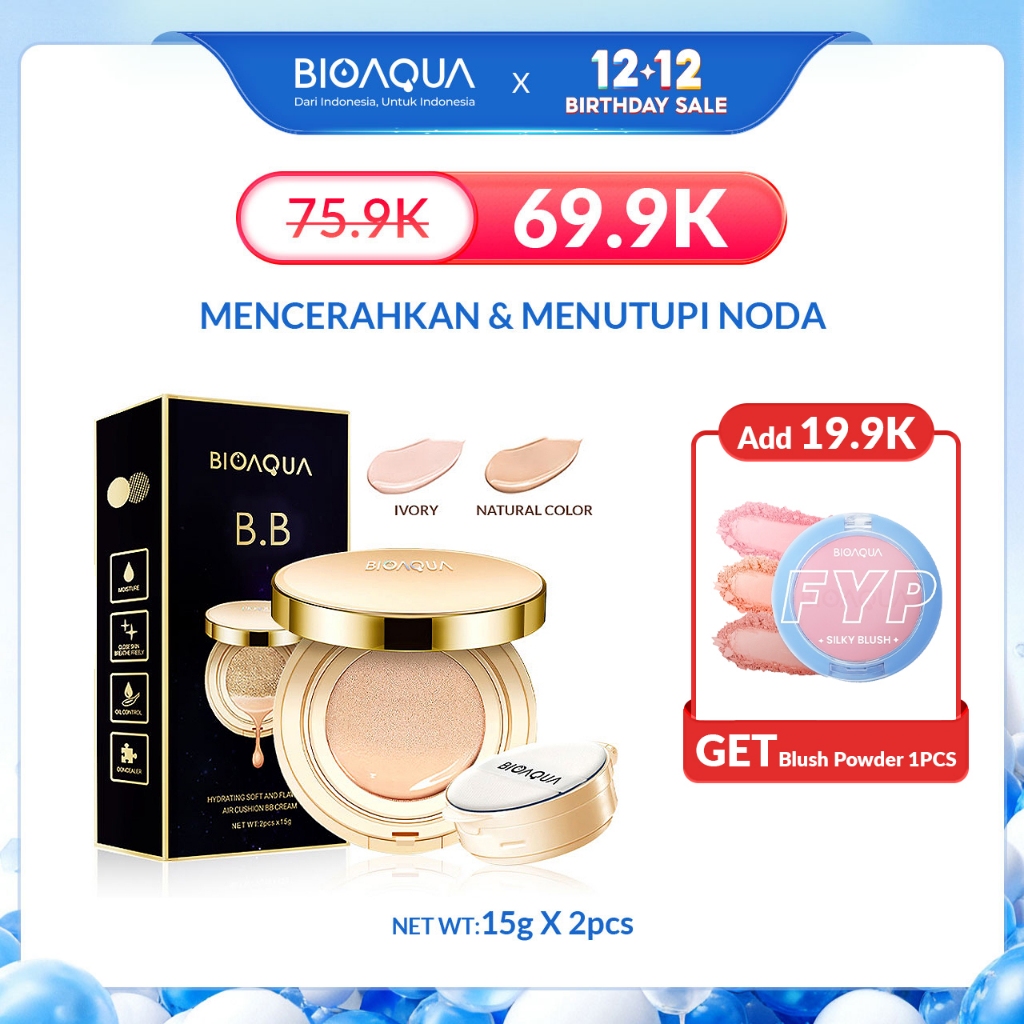 BIOAQUA Hydrating Soft And Flawless Air Cushion BB Cream Medium coverage Make Delicate Nude Makeup