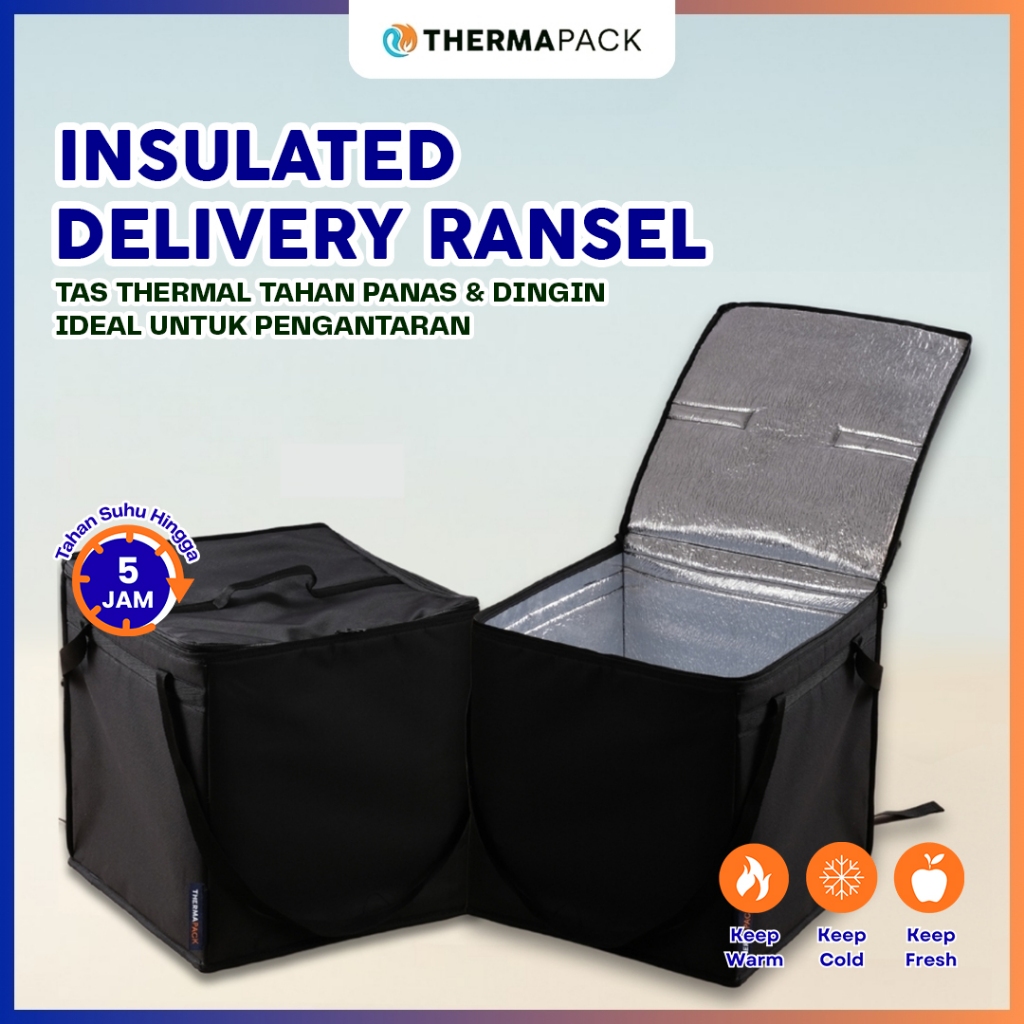 ThermaPack Insulated Ransel - Thermal Delivery Backpack, Cooler Bag Jumbo, Tas Kurir Motor, Tas Ojol