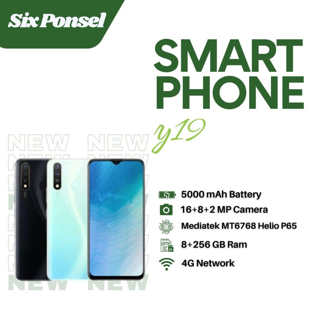 HP SMARTPHONE VIVO Y19 RAM 8GB + 256GB GARANSI 12 BULAN BATERAY 5000mAh