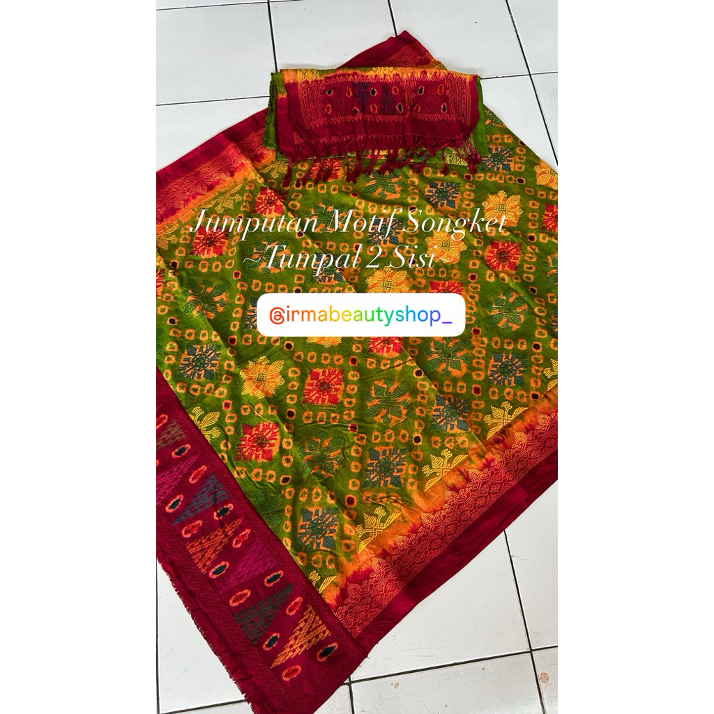 Ready Sutra Jumputan Motif Songket Tumpal Songket Dan Bordir