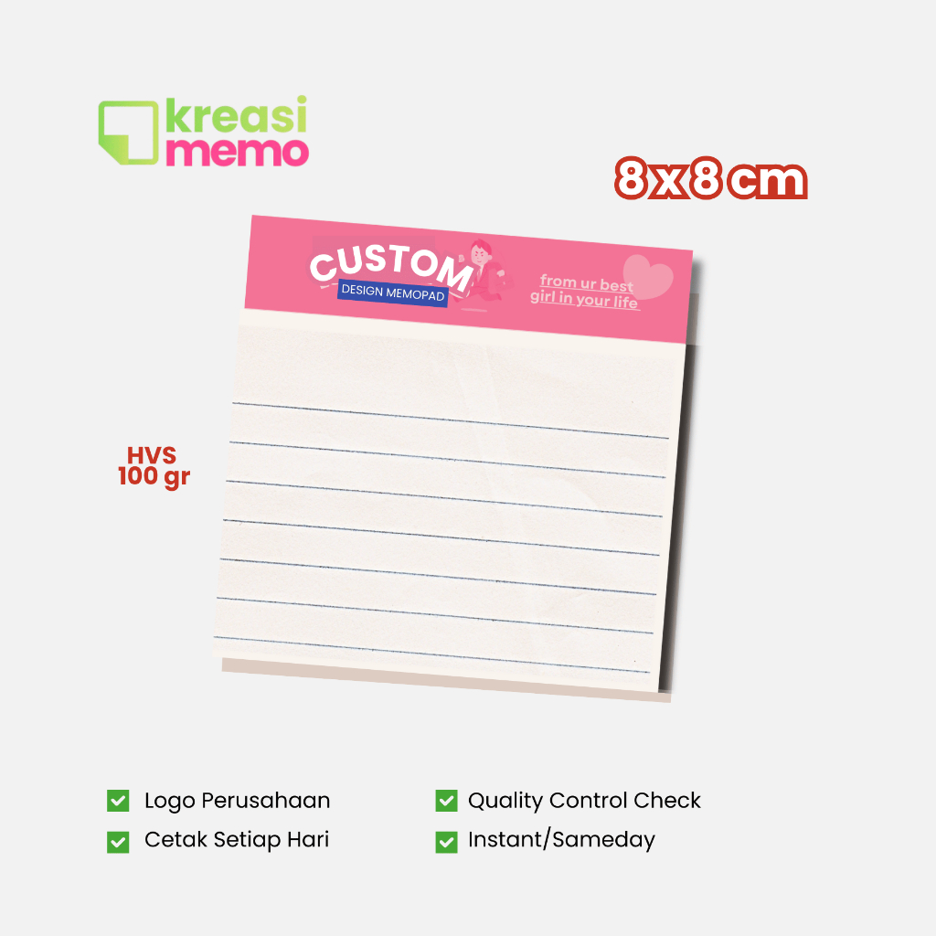 Custom Memopad Ukuran 8 x 8 / Cetak Print Memopad