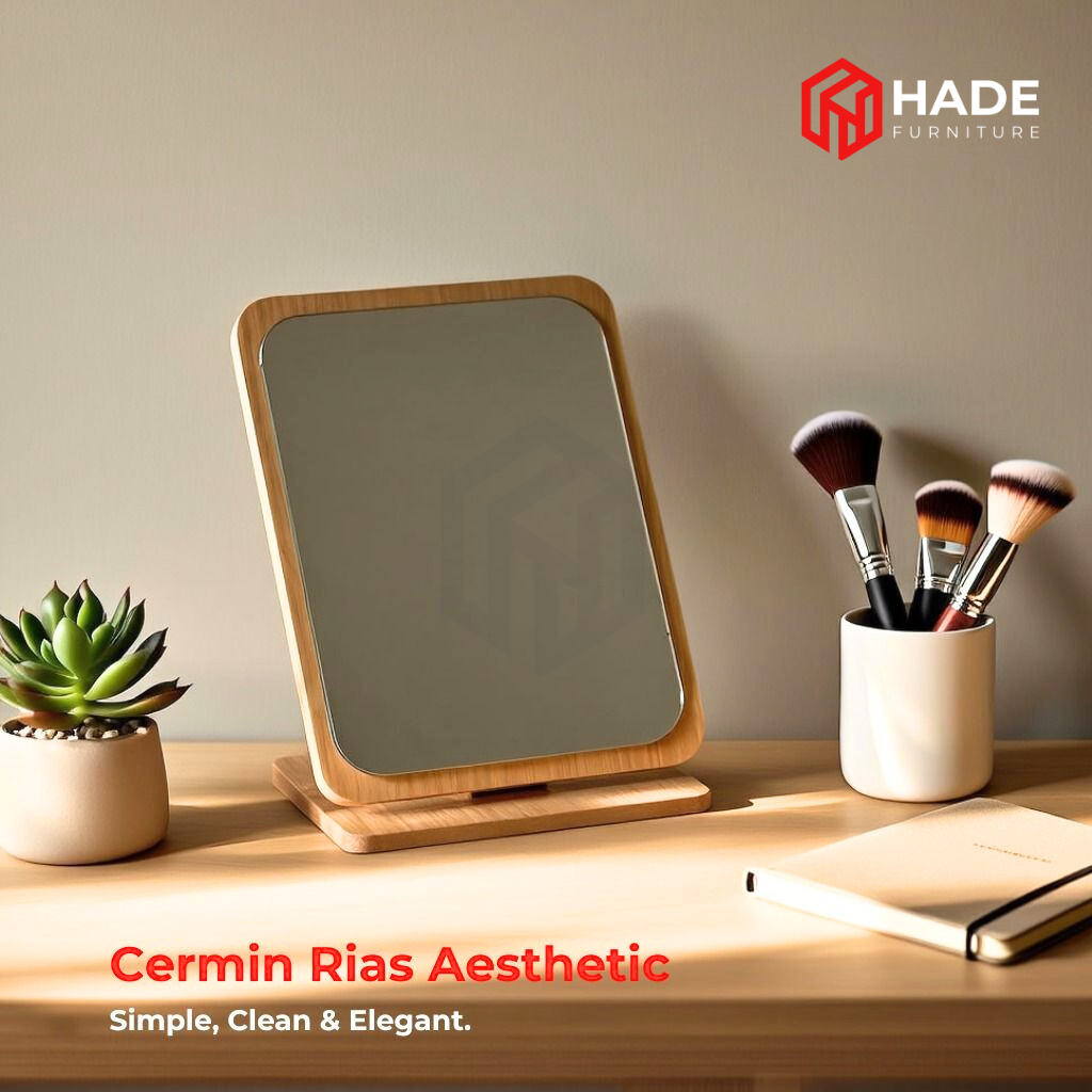 Cermin Meja Kotak Minimalis – Standing Mirror Blockboard Hpl Laminate