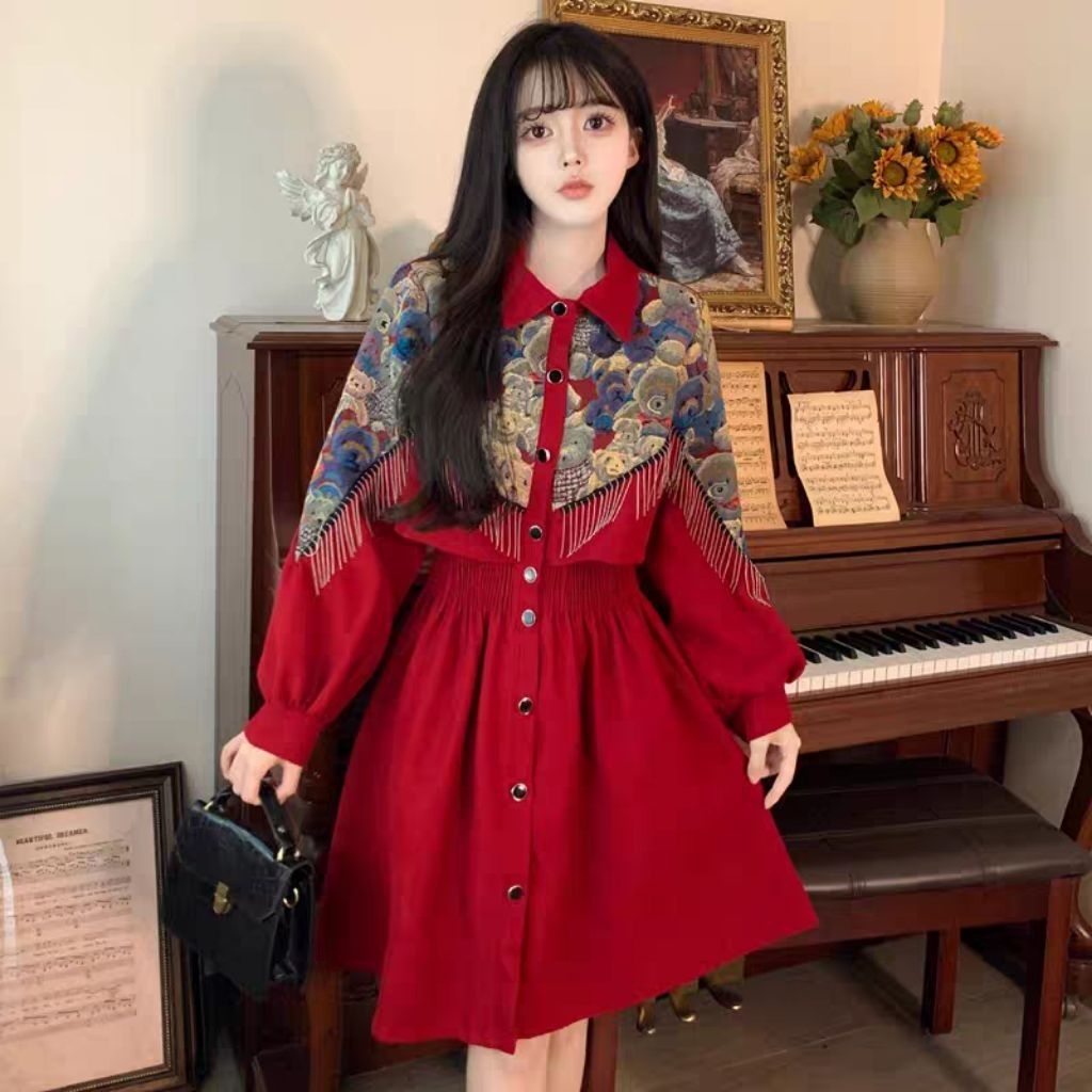 Ready Cheongsam Wanita Merah / Cheongsam Sangjit / qipao / cheongsam imlek 2022