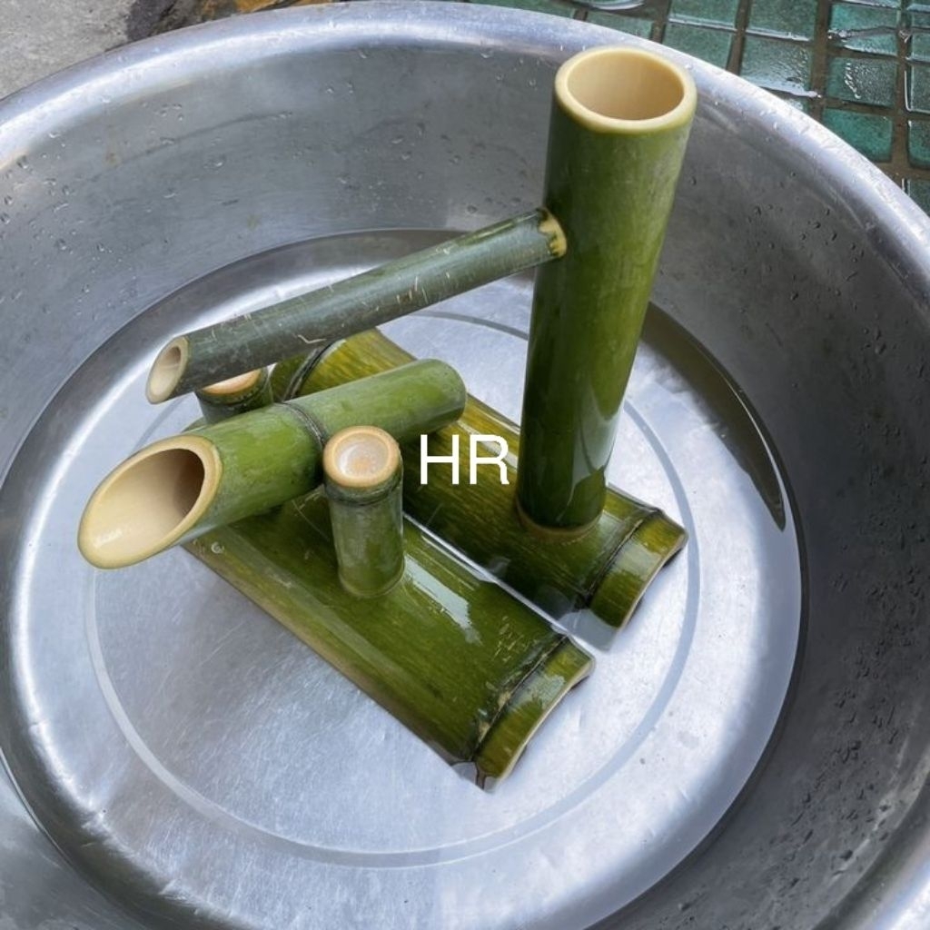 pancuran air kolam ikan tiktok bambu natural,hiasan kolam taman