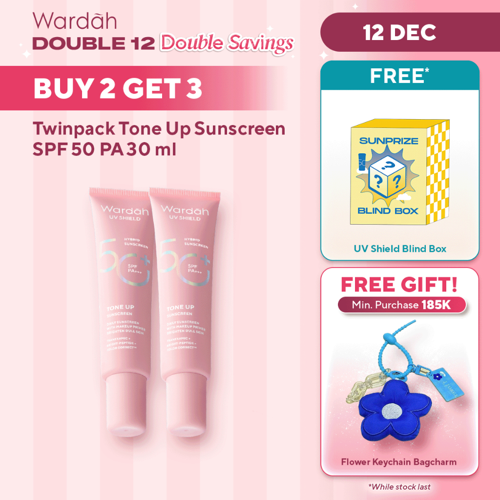 Wardah Sunscreen UV Shield Tinted Tone Up SPF 50 PA 30 ml - Makeup Primer, Base Make Up, Mencerahkan