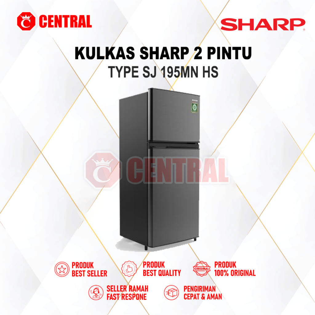 SHARP KULKAS 2 PINTU / KULKAS 2 PINTU MERK SHARP TERBARU SJ 195MN-HS