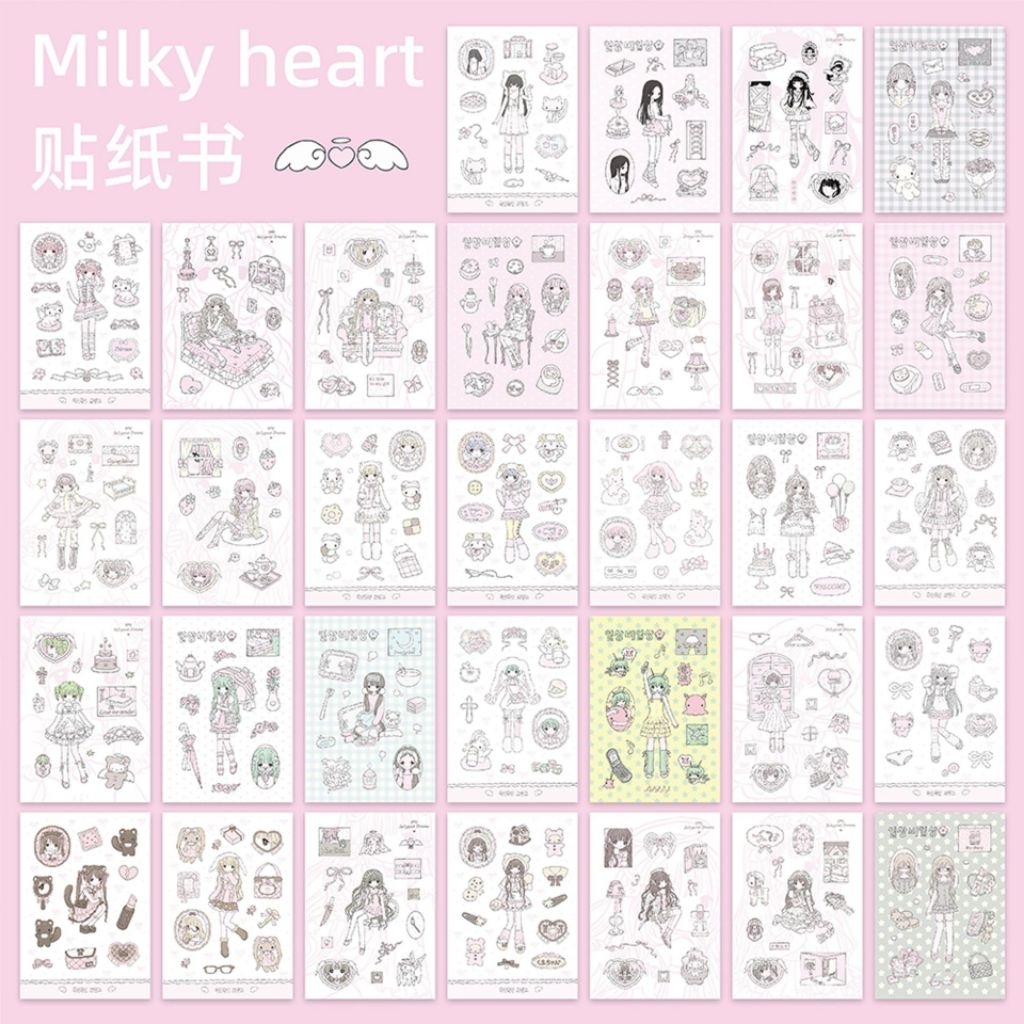 [WindHeart] 1 lembar sticker sheet Millky Heart sticker sheet korean y2k softie girl characters stic