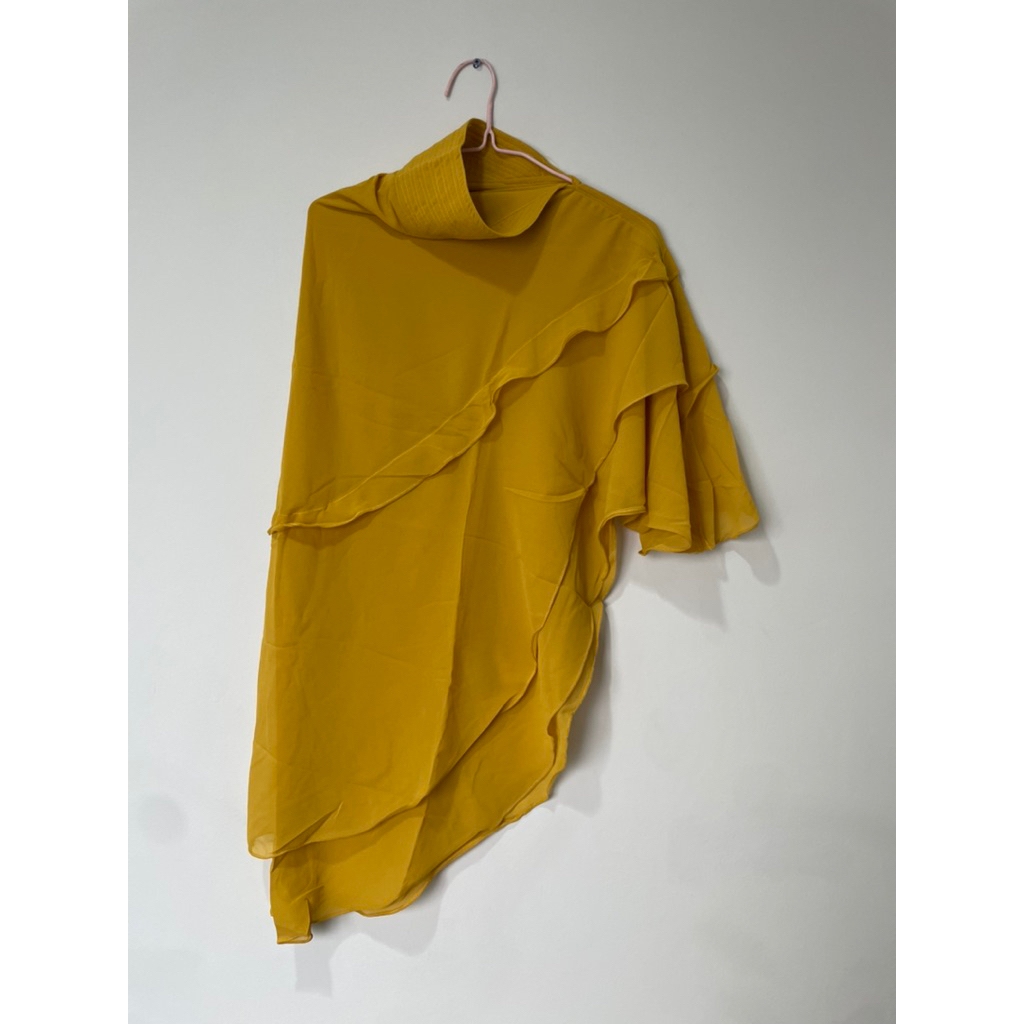 Jilbab Hijab Kerudung Khimar KuningCeruty Babydoll Dua Layer Wanita Preloved