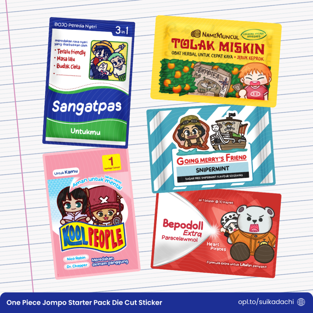 Sticker Jompo Staterpack One Piece by Suikadachi