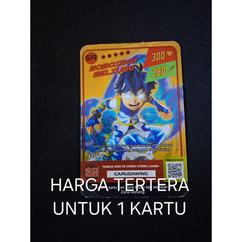 kartu choki choki boboiboy beliung sr, mecha gentar ar hologram / gold hologram / holo foil murah, s