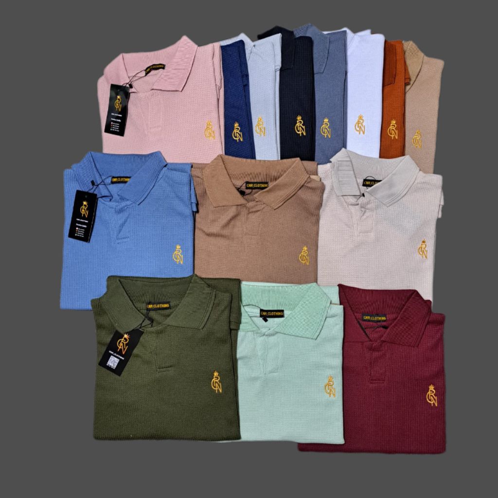 kaos Waffle Krah V Lengan Pendek Distro/Kaos krah pendek polos/ | atasan baju kaos kerah pria lengan