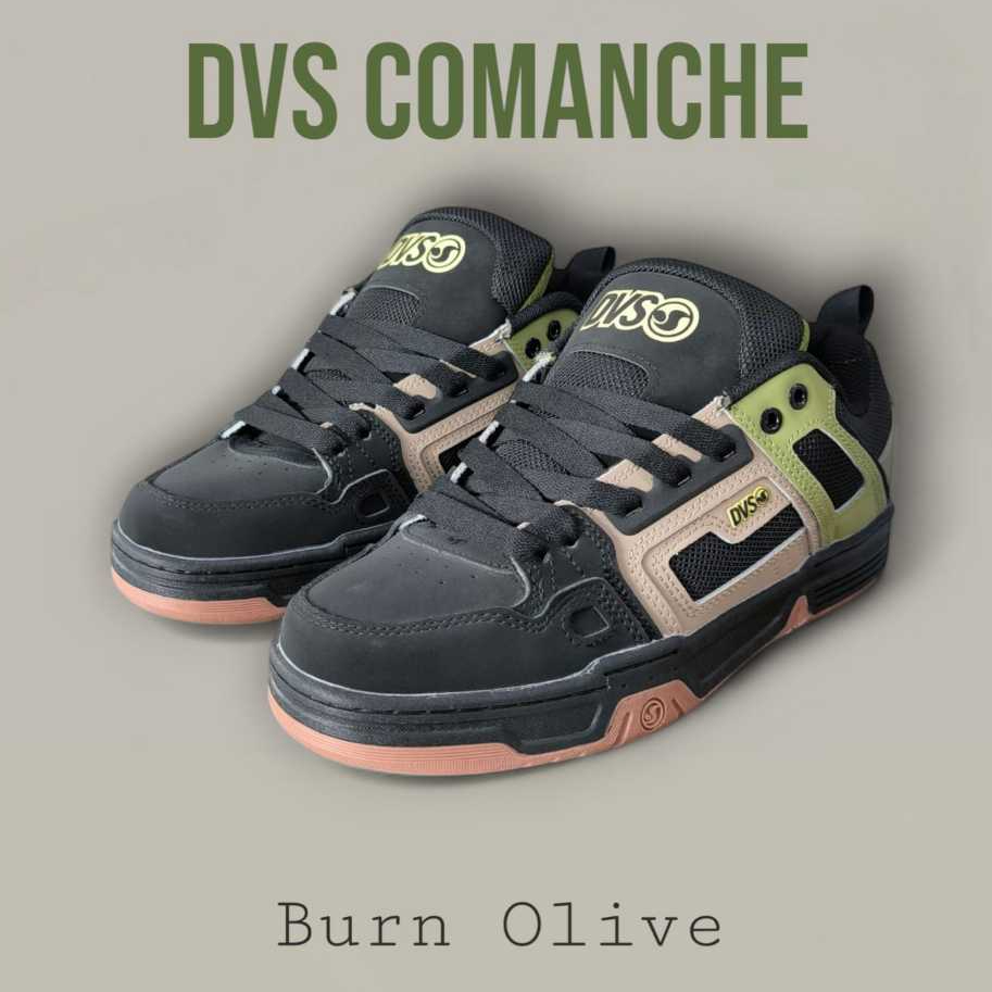 DVS Comanche Burnt Olive/Black Skate, BMX Shoes Pria | Anti Slip & Empuk Tipe Gemuk Ukuran 40-45