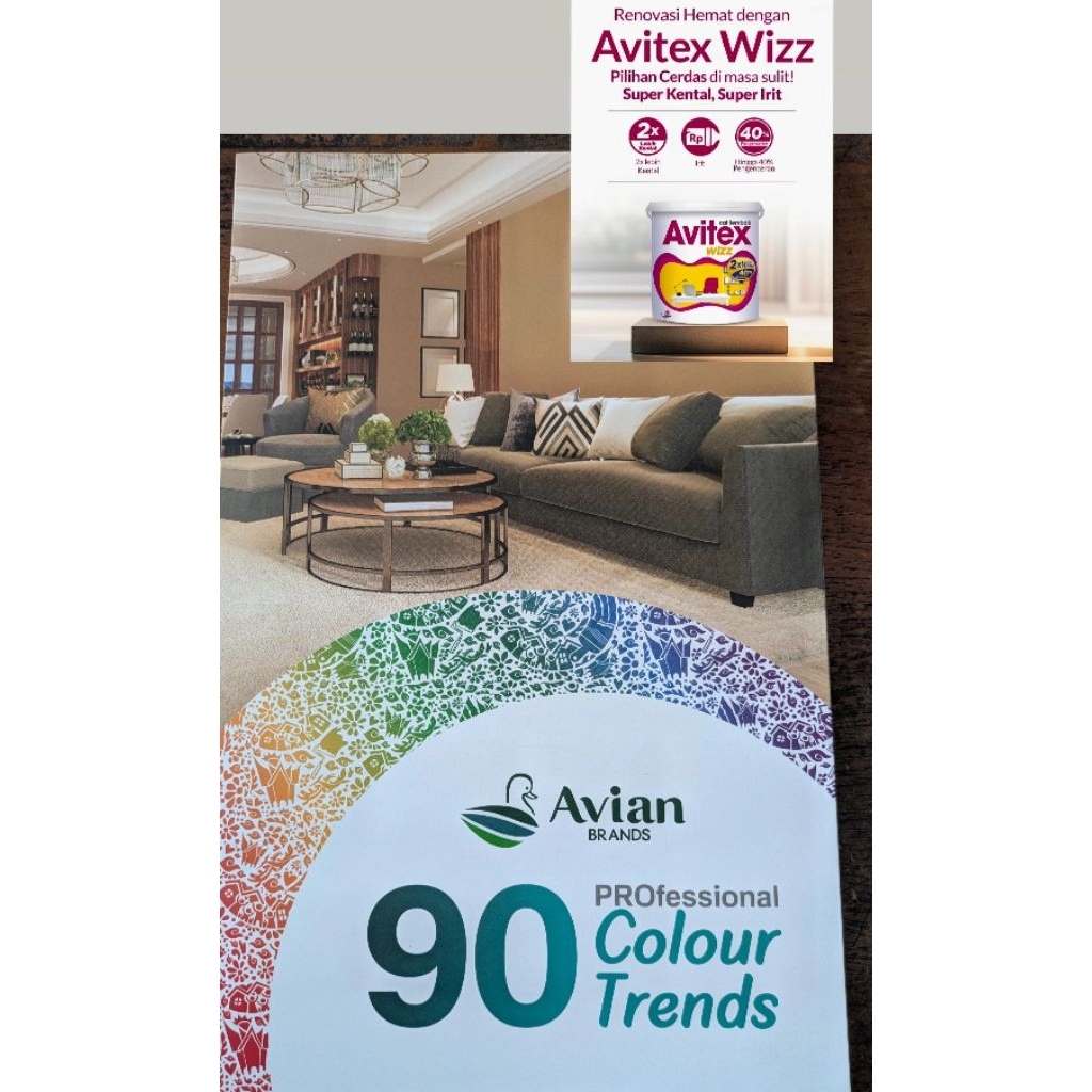 Cat tembok Avitex Wizz 90 warna populer dengan mesin TinTing Avian cat ekonomis lebih kental daya tu