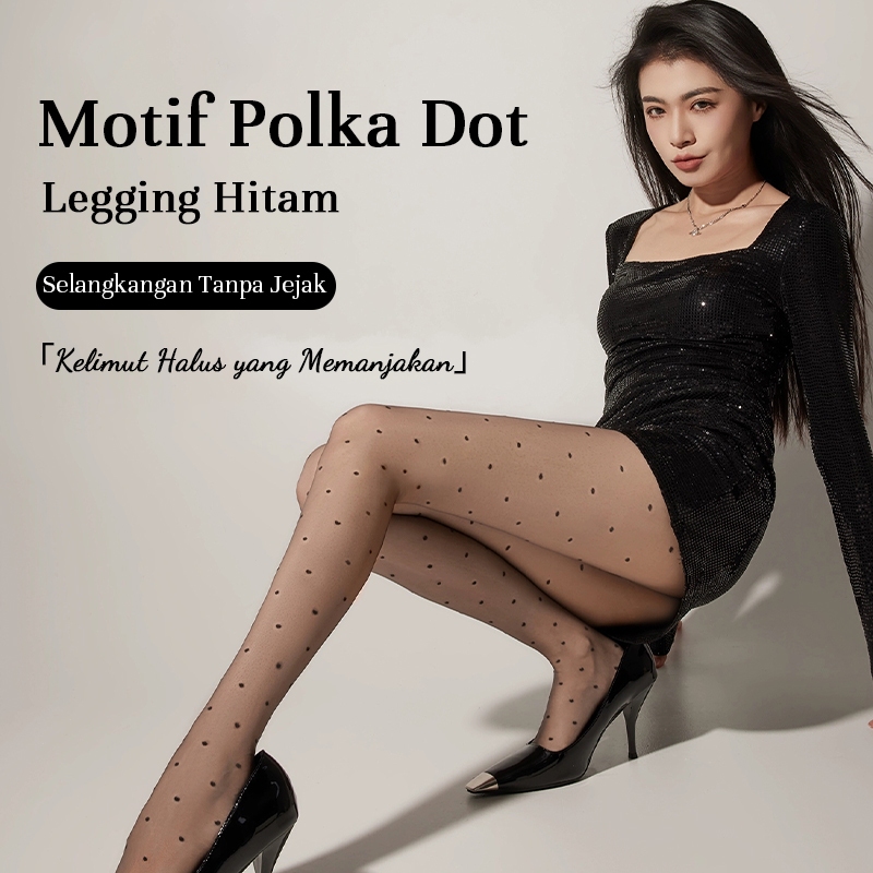 Stocking Polkadot Hitam / Pantyhose Motif Bintik - Anti Cabut & Anti Melorot, Sexy, Cocok untuk Kant
