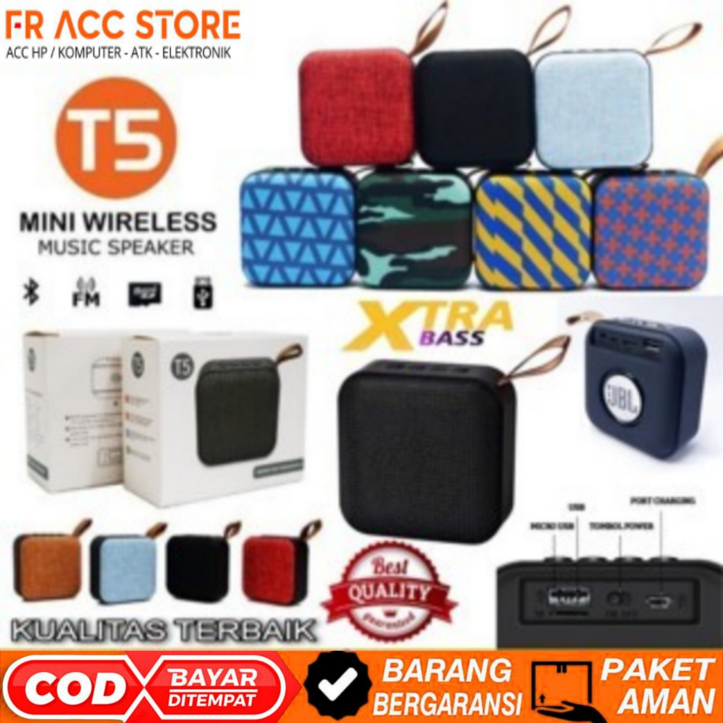 Speaker Bluetooth T5 Mini Wireless JBL Speaker Bluetooth Xtra Bass T5 Speaker bluetooth mini