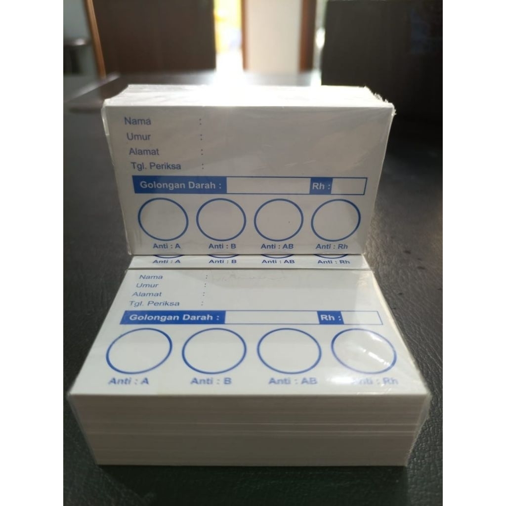 kartu / kertas golongan darah