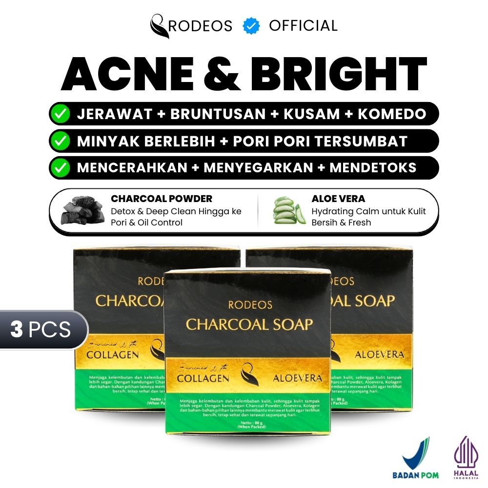 [BELI 2 GRATIS 1] RODEOS CHARCOAL SOAP ORIGINAL | Sabun Jerawat, Sabun Muka Pria & Wanita, Sabun Rod