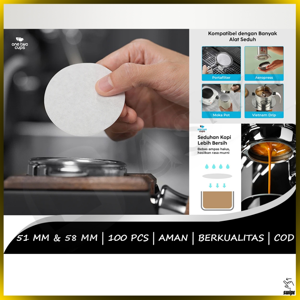Puck Paper 51MM 58MM 100pcs Saringan Kopi Moke Pot Espresso Coffee Portafilter Paper