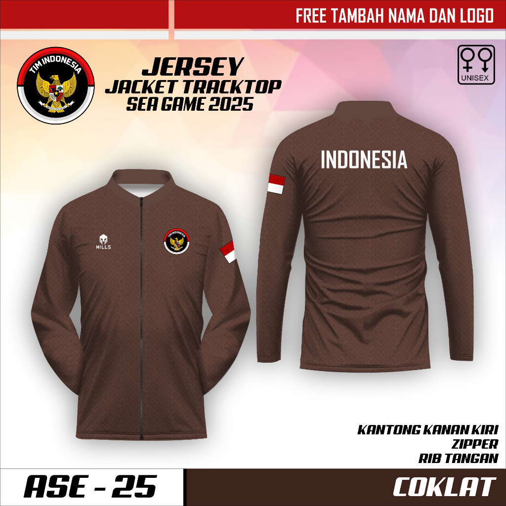 [COD] Jaket Jersey badminton timnas Indonesia sea games thailand 2025 terbaru track top jacket Pesta