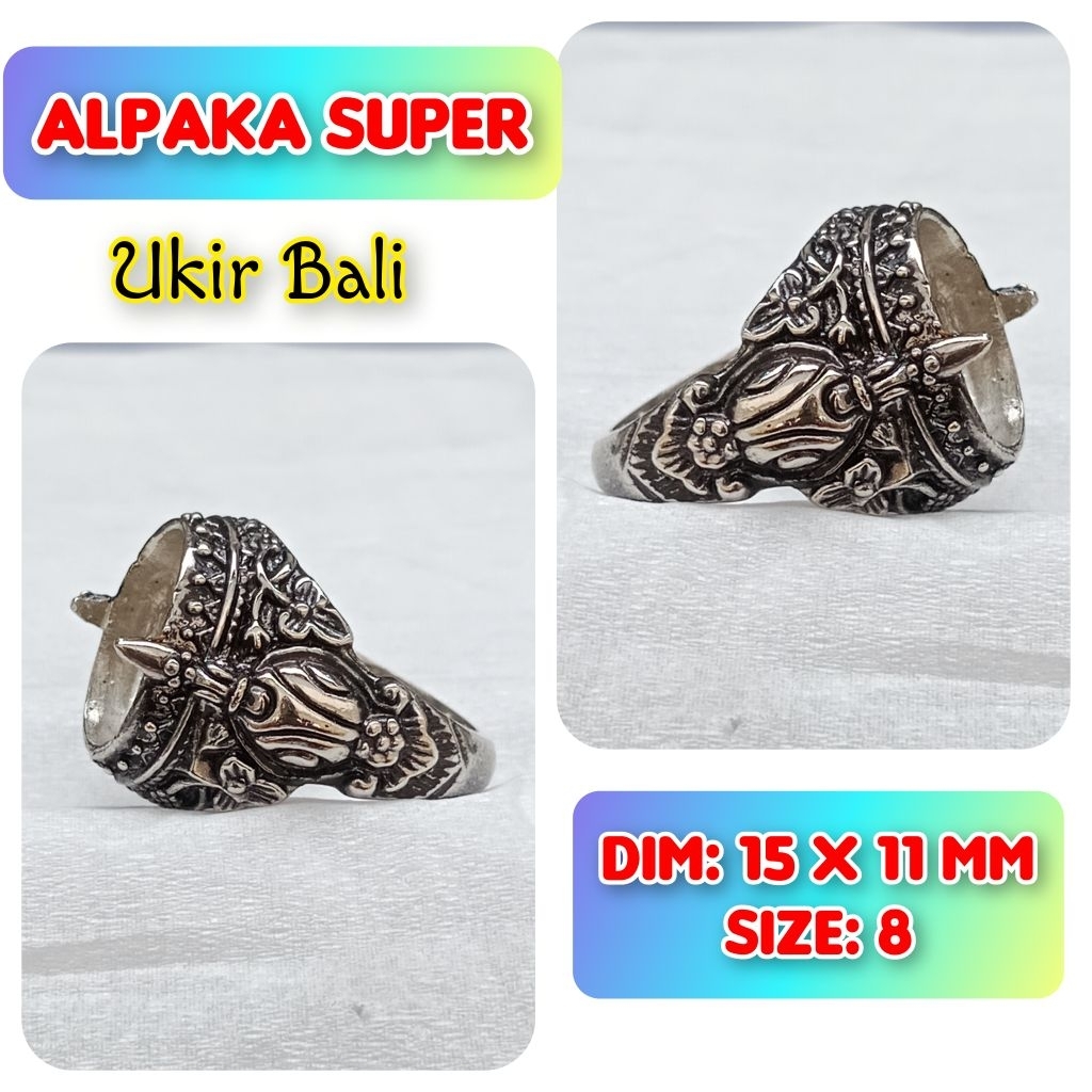 cincin emban batu akik batu permata alpaka super ukir Bali.31