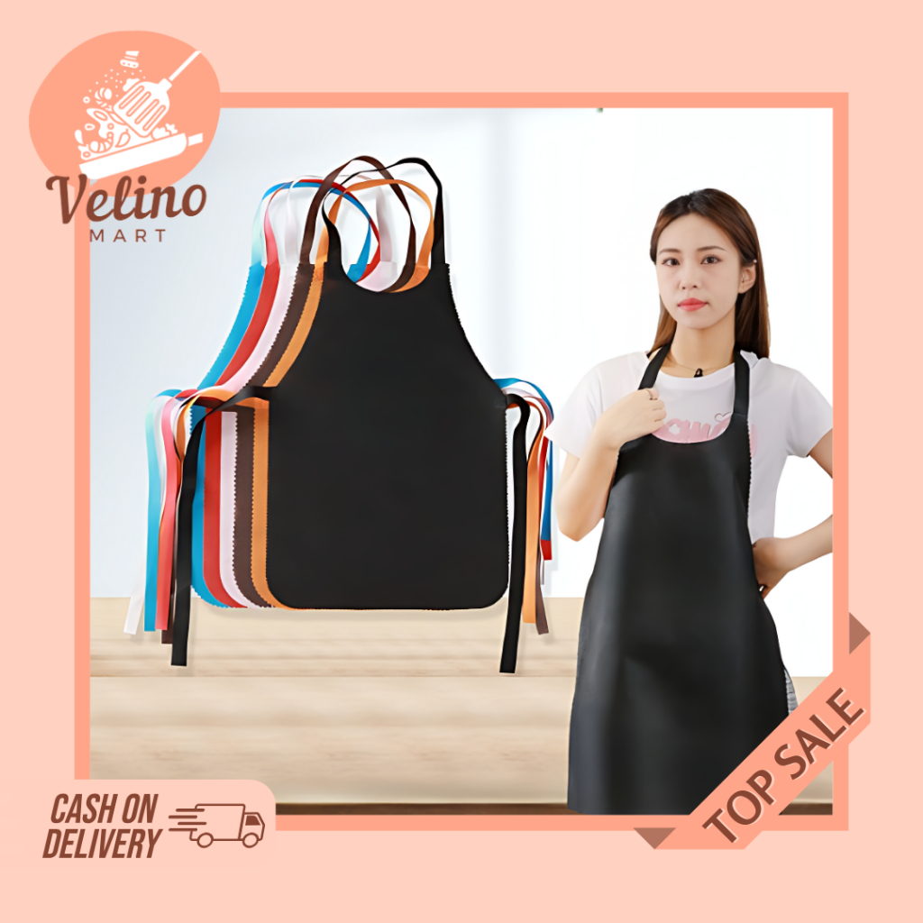 Apron Celemek Masak / Celemek Kain Anti Air / Apron Masak Waterproof / Celemek Masak Polos
