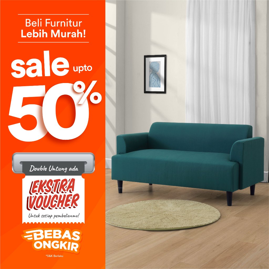 IFURNHOLIC Skona Sofa 2 Dudukan | Sofa Minimalis Ruang Tamu | Kursi Tamu Minimalis | Sofa 2 Seater