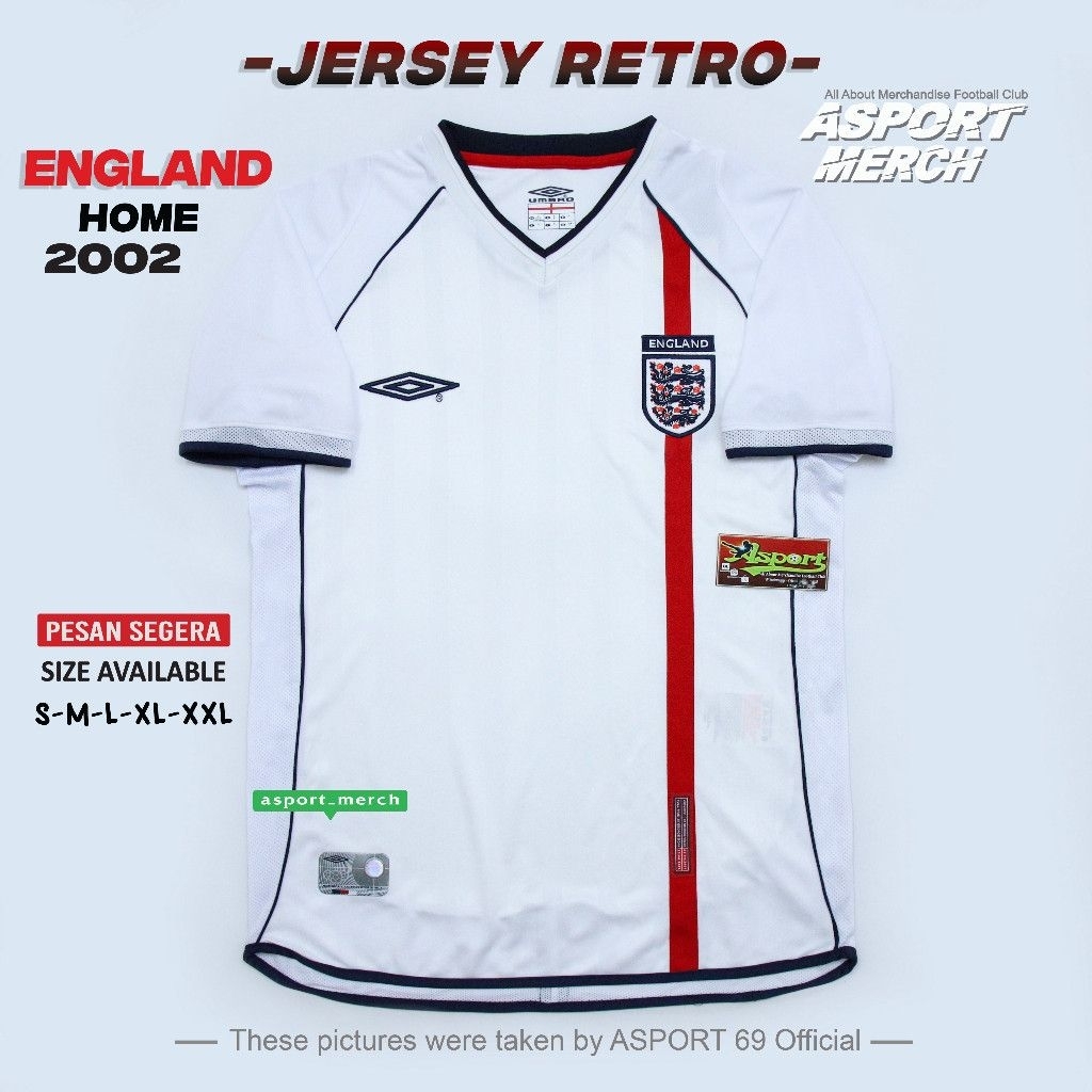 JERSEY RETRO INGGRIS HOME 2002