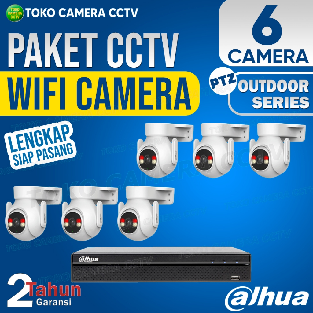 PAKET CCTV WIFI PTZ DAHUA OUTDOOR 8 CHANNEL 6 KAMERA