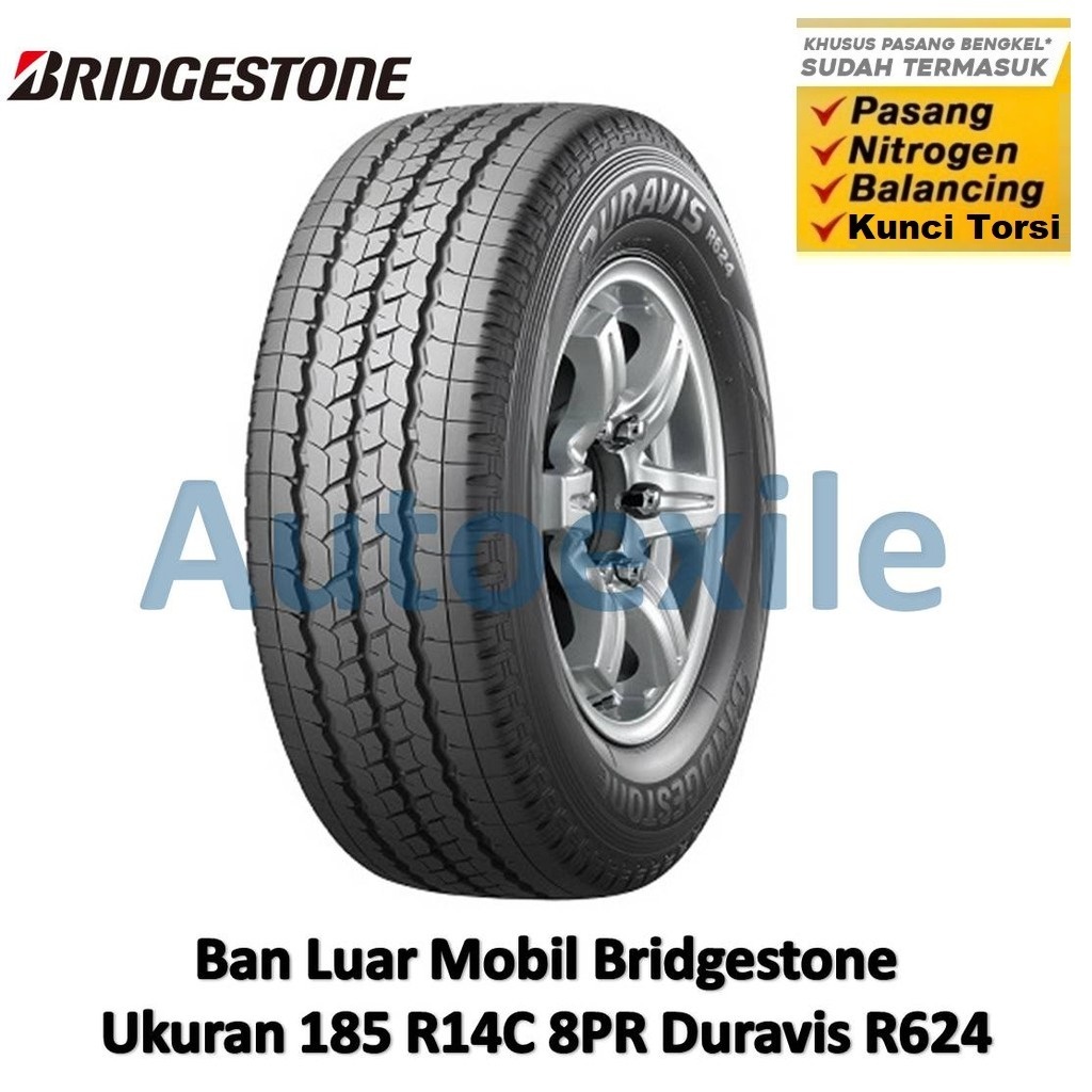 Ban Luar Bridgestone 185 R14C 8PR Duravis R624 Tubeless Radial R14 185R14 Ring 14 Untuk Mobil Pick U