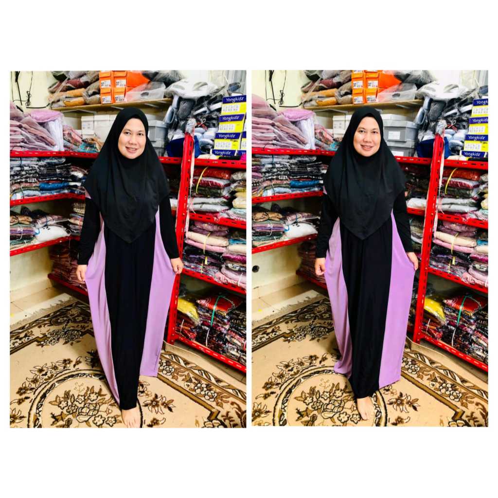 gamis set hijab bahan jersey premium ity Ld 110 panjang 140cm