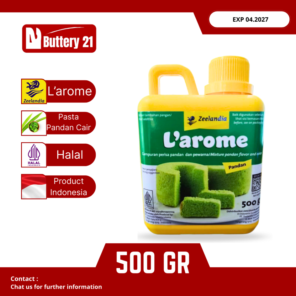 LAROME PANDAN 500 GR/ZEELANDIA PASTA PANDAN CAIR/LAROME PERWARNA PANDAN