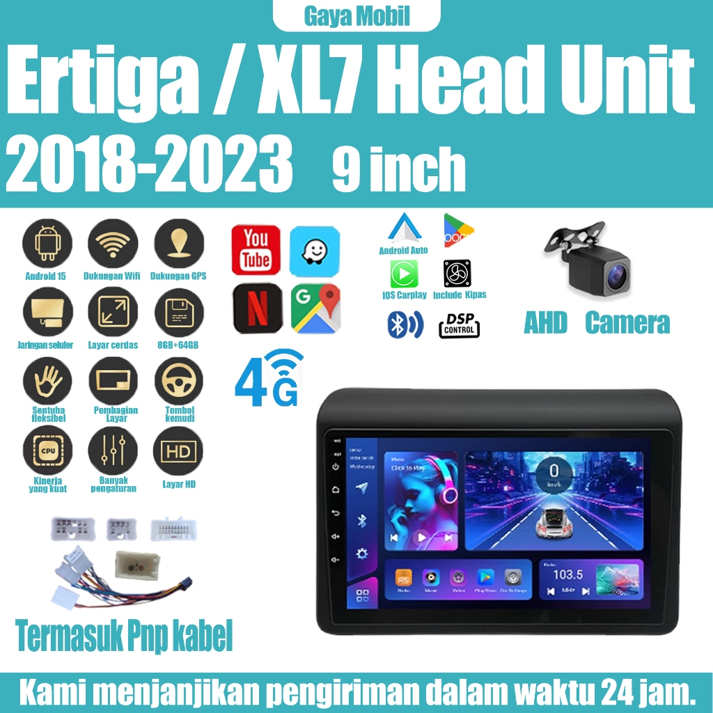 Suzuki Ertiga / XL7 2018-2023 Head Unit 8 Chip Nuklir 8+64GB/8+128GB Android 15 9 inch Head Unit Duk