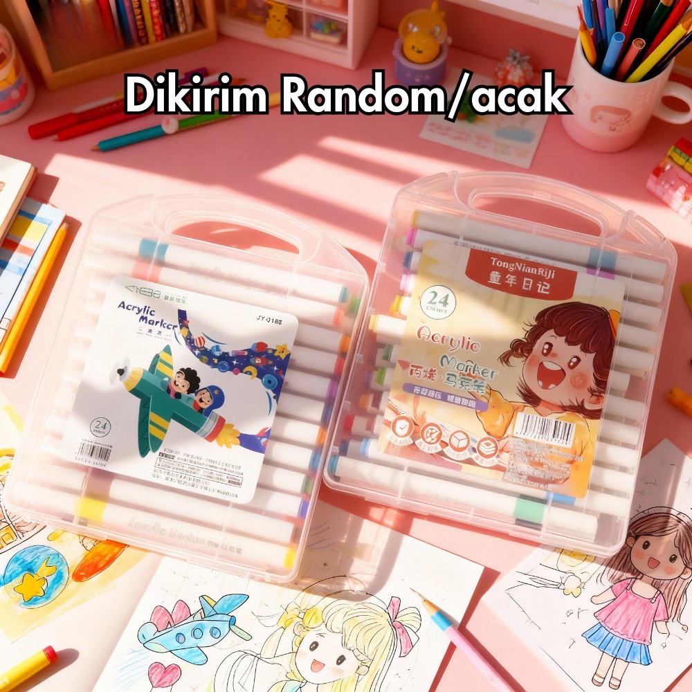 Spidol Akrilik Set Lengkap Varian Warna Permanen Cepat Kering Perlengkapan Menulis YL0305