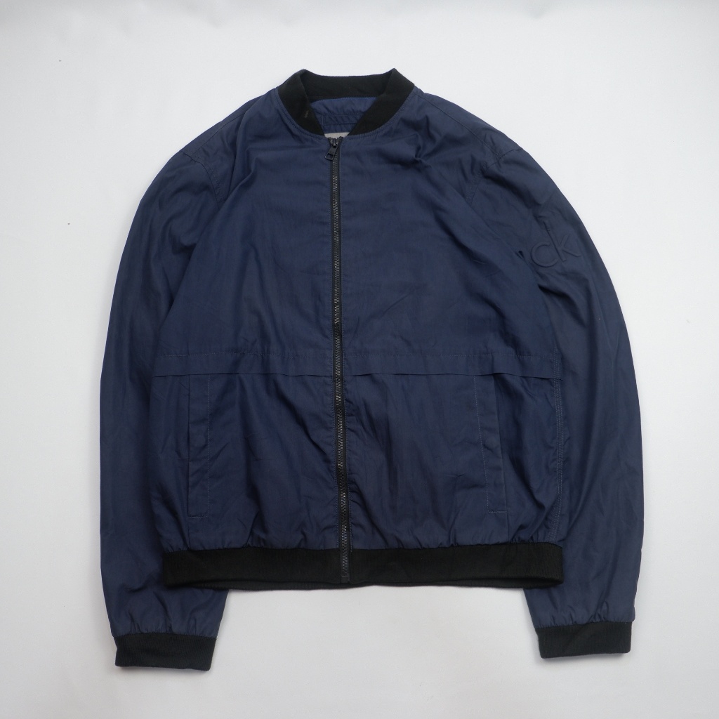 CALVIN KLEIN JEANS  Original Authentic Bomber Jacket - Navy Blue  - Mesh Lining - Preloved