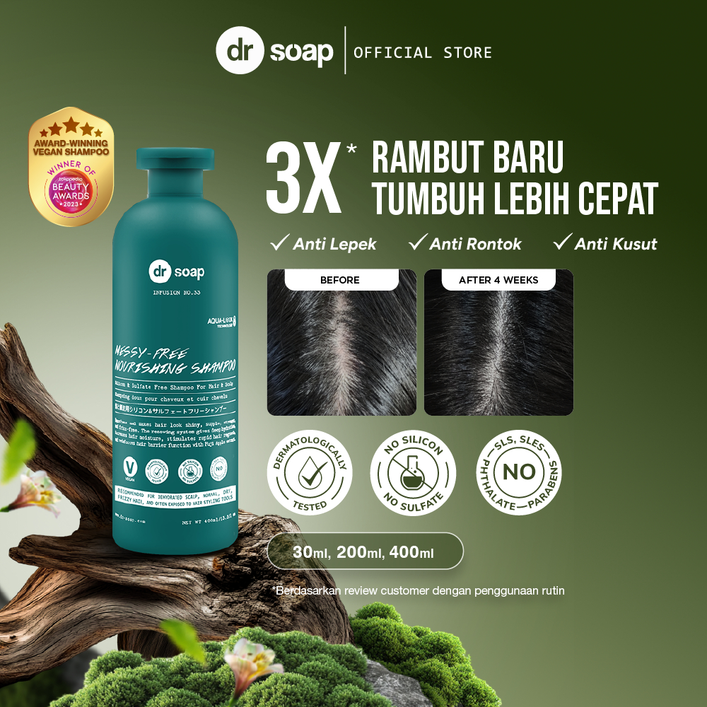dr soap Messy-free Nourishing Shampoo Infusion | Sampo Rambut Virgin Anti Rontok, Anti Ketombe, Anti