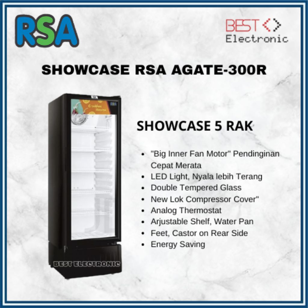 SHOWCASE RSA AGATE 300 5 RAK DISPLAY COOLER LOW WATT