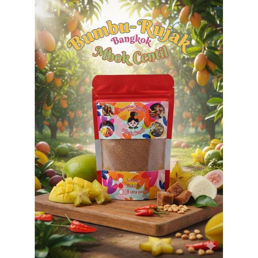 Bumbu Rujak Bangkok 100 gram Halal - Cocol Pedas Asinan Mbok Centil Bumbu Buah