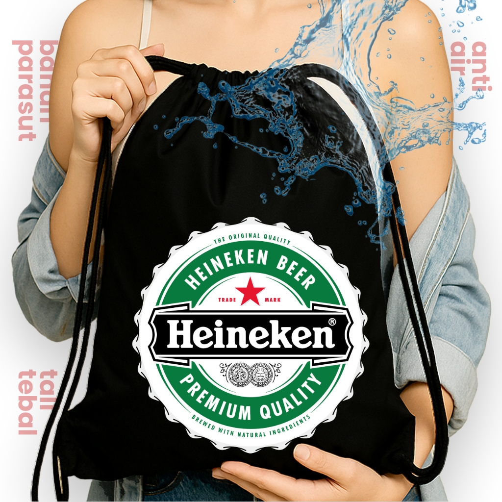 TAS SERUT HEINEKEN BAHAN PARASUT ANTI AIR - RANSEL SERUT / STRING BAG TRAVEL