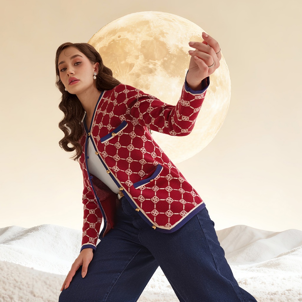 IVAN GUNAWAN PRIVE - Cardigan Atasan Sweater Althea Maroon Busana Muslim Modest ORIGINAL By IVAN GUN